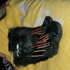 Pajar black fur boots  size 8